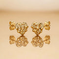 Gold Heart Knot Stud Earrings