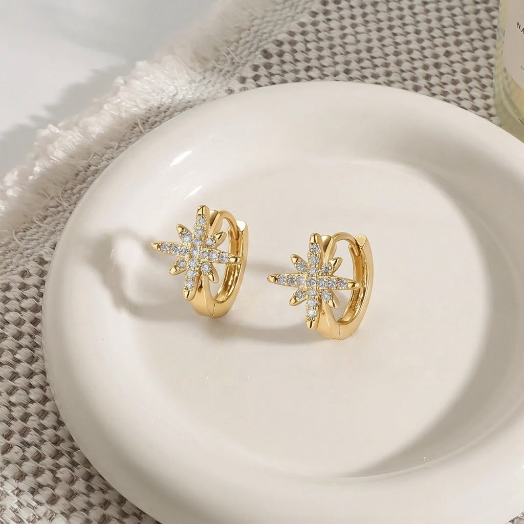 Celestial Starburst Huggie Earrings