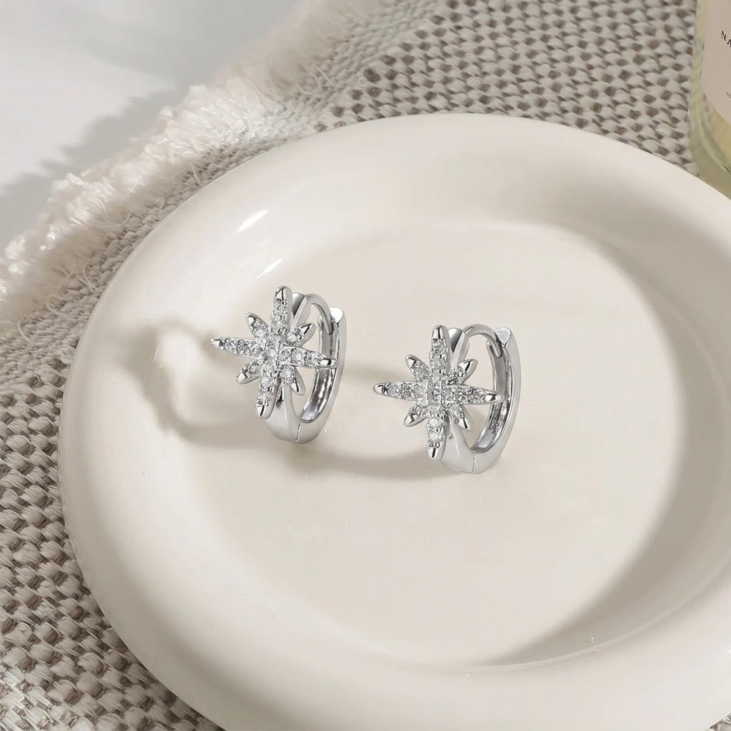 Celestial Starburst Huggie Earrings